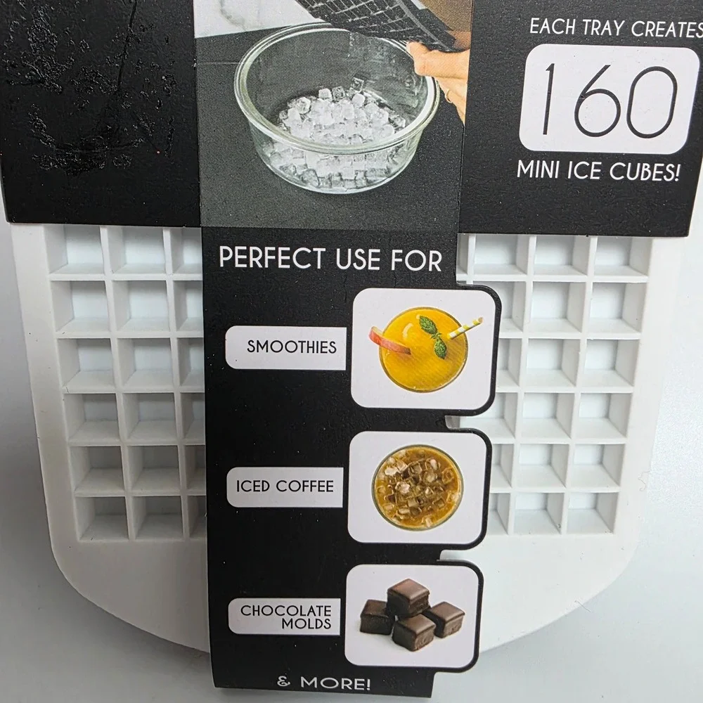 Gourmet Kitchen 2PC Crushed Ice Cube Trays 160 Mini Cubes White Black BPA Free